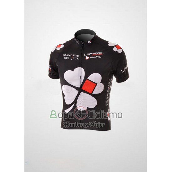 Fdj Ropa Ciclismo Culotte Corto 2010 Mangas Cortas Blanco y Negro